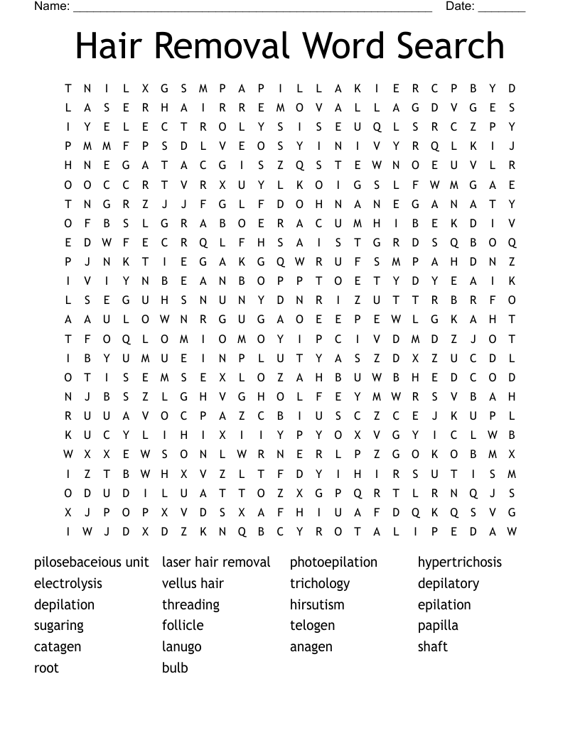 Hair Removal Crossword WordMint