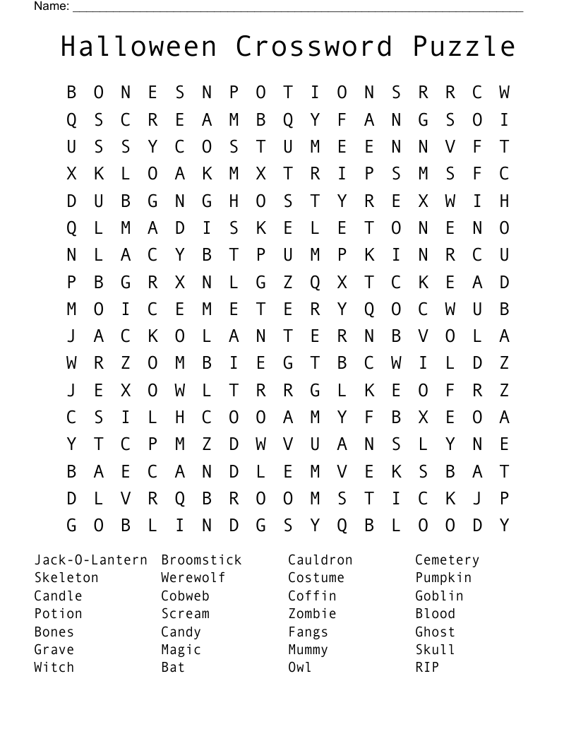 Halloween Word Search WordMint