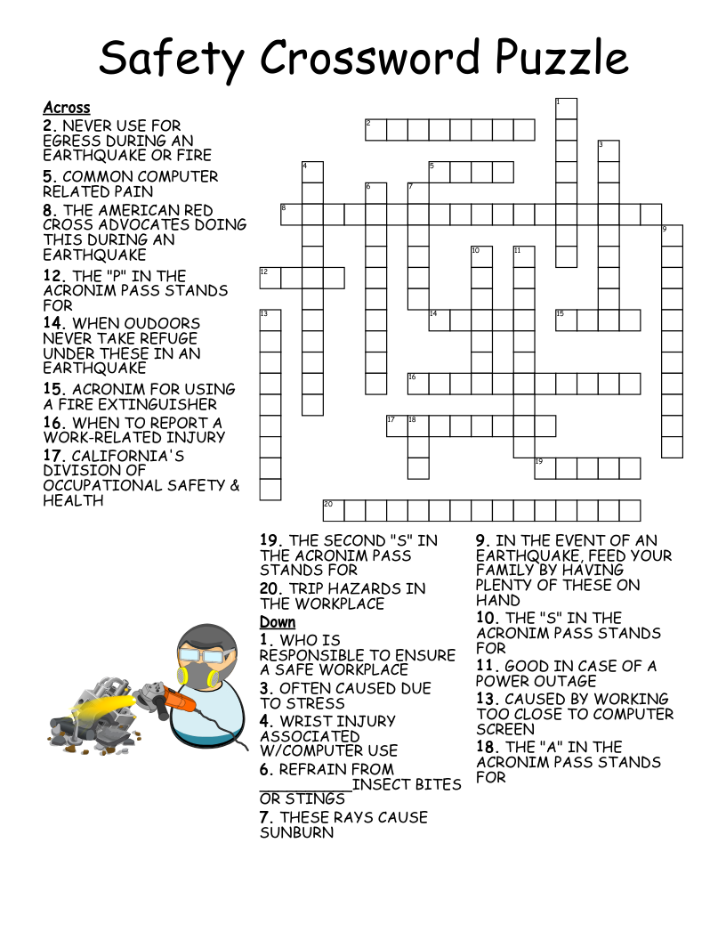 HAND SAFETY Crossword WordMint