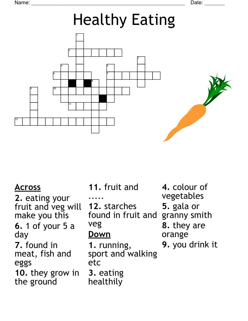 Healthy Eating Crossword WordMint
