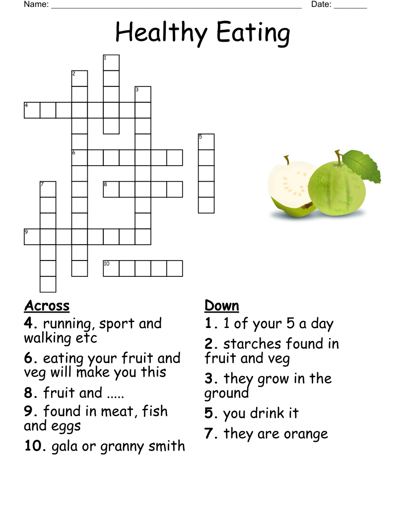 Healthy Eating Crossword WordMint