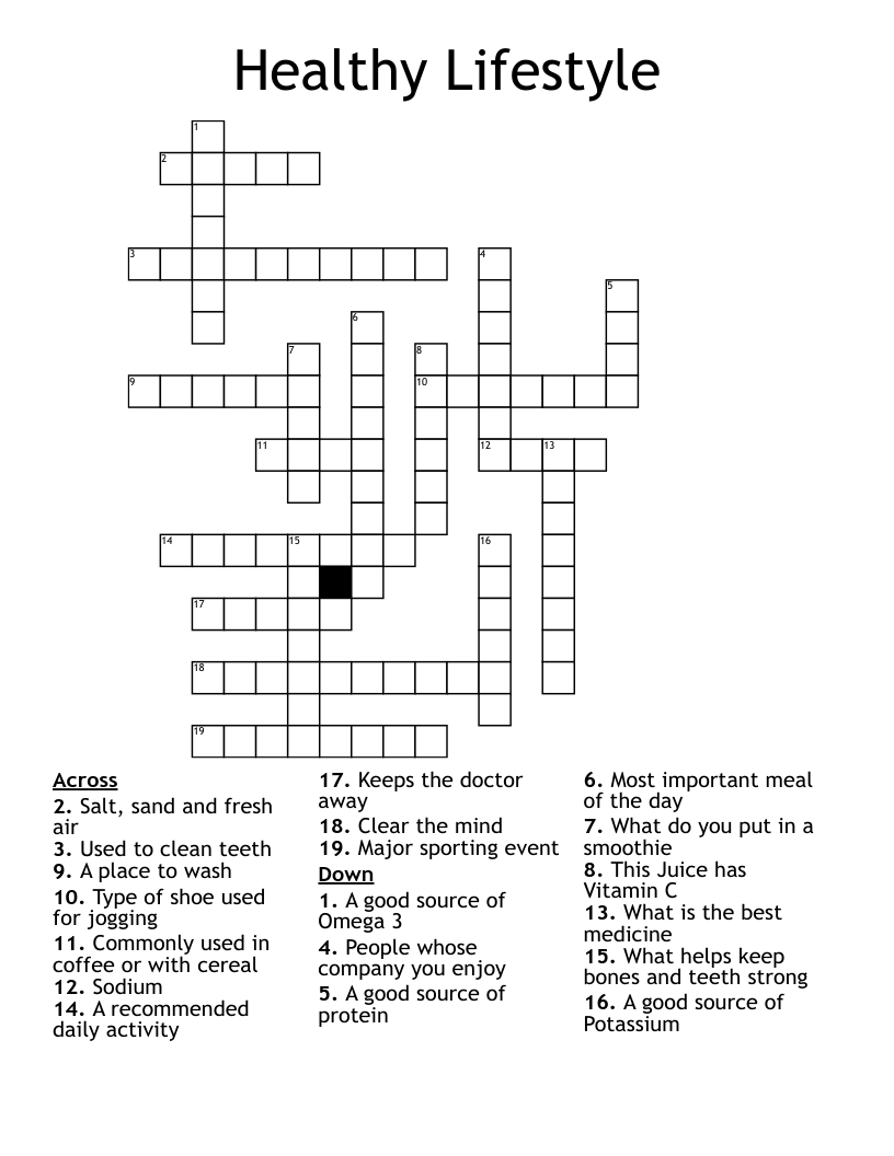Healthy Lifestyle Crossword WordMint