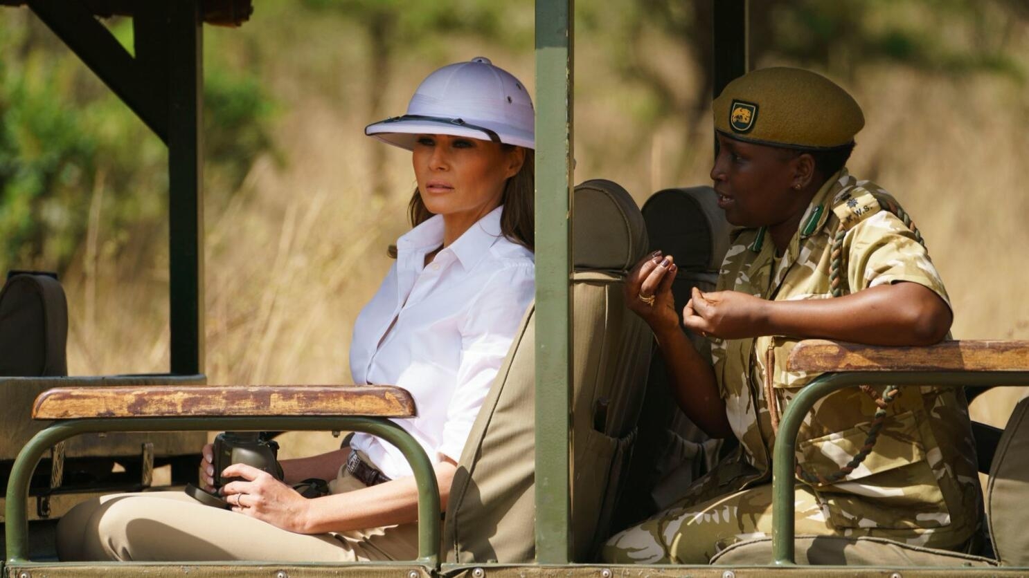 Here s What Melania Trump Wore During Her African Tour White Pith Helmet And All Los Angeles Times