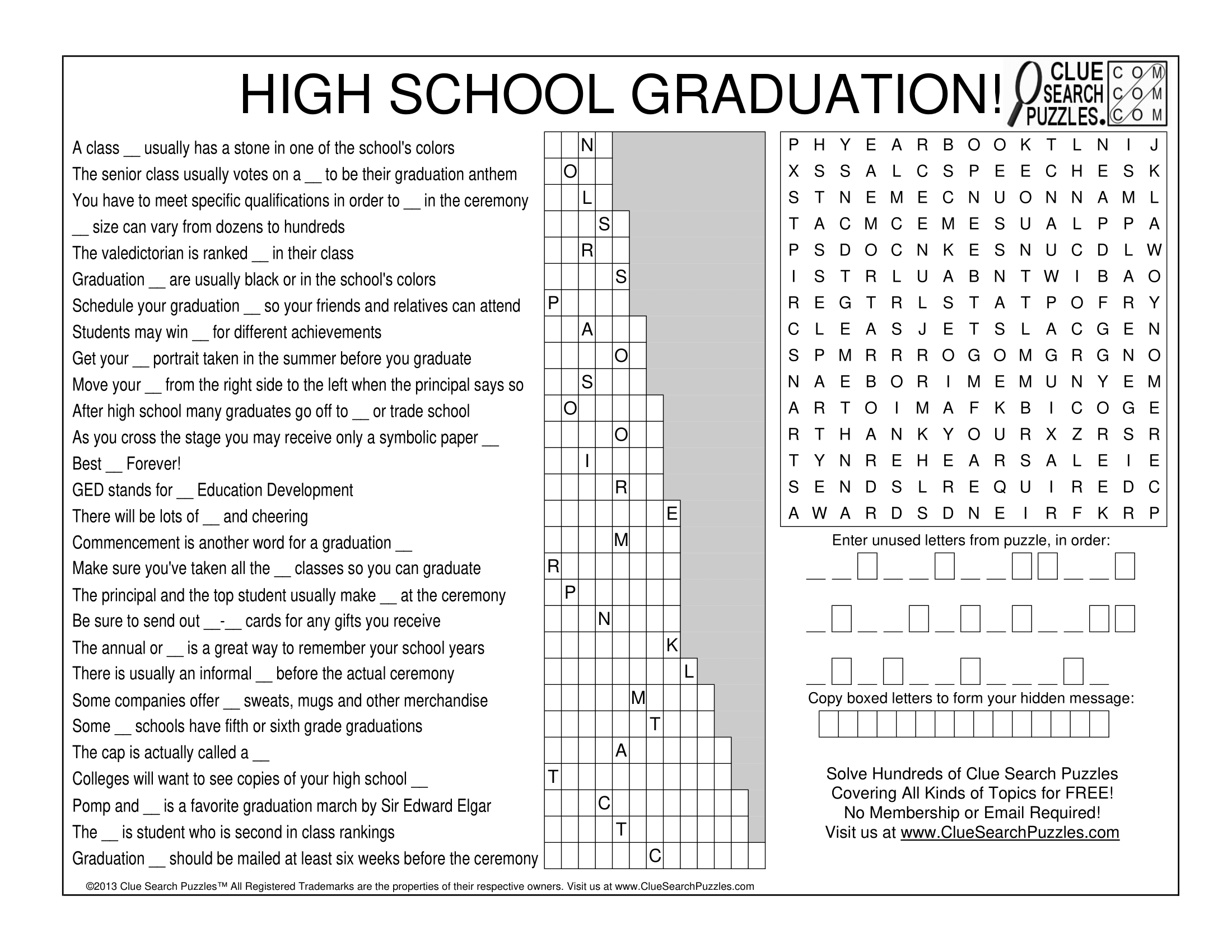 HIGH SCHOOL GRADUATION TRIVIA QUIZ