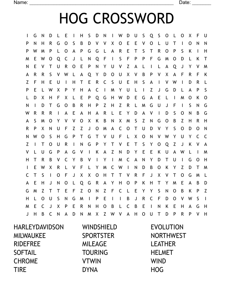 HOG CROSSWORD Word Search WordMint HOG CROSSWORD Word Search WordMint