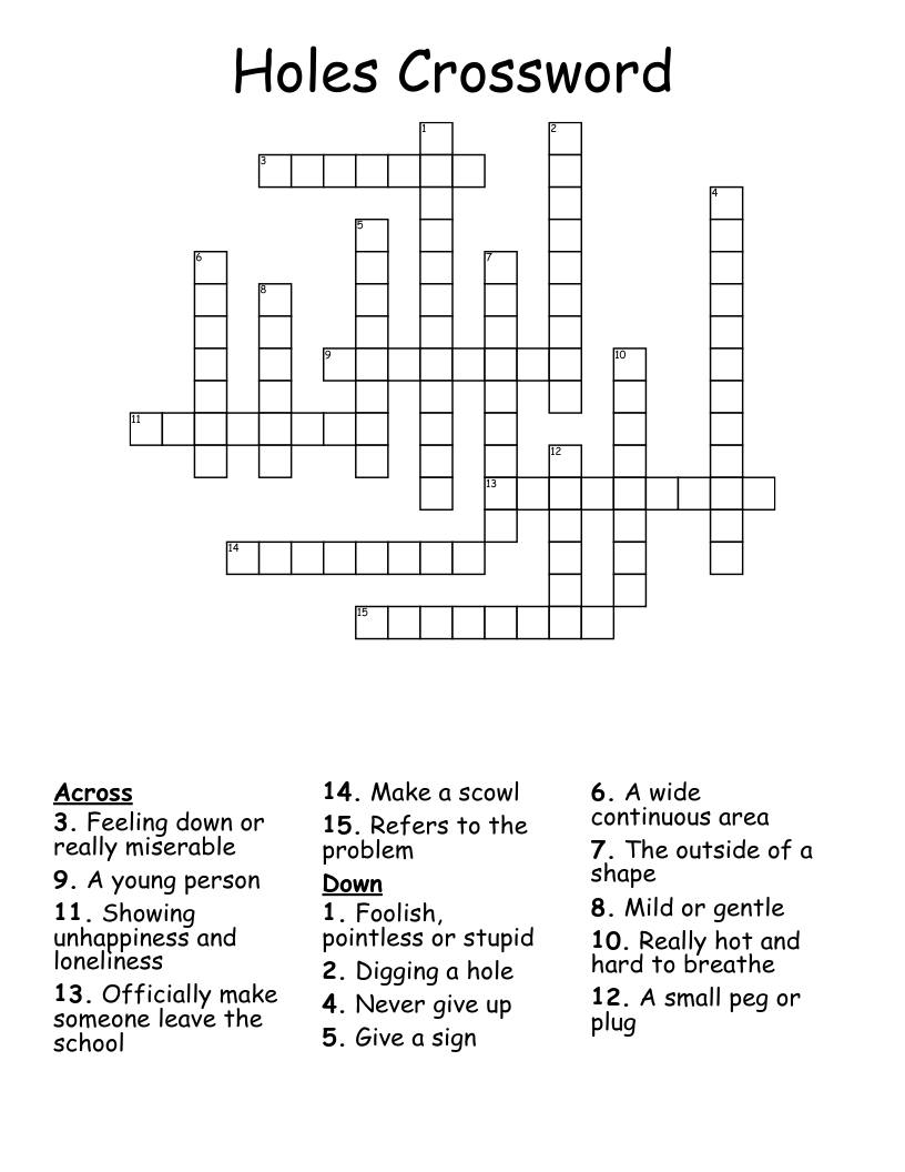 Holes Crossword WordMint