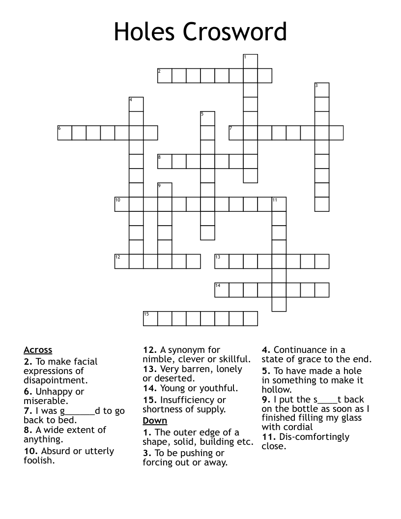 Holes Crosword Crossword WordMint