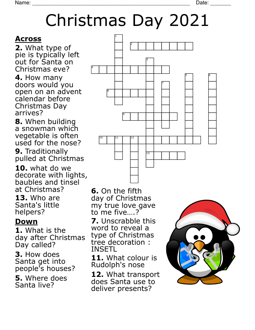 Holiday Christmas Crossword WordMint