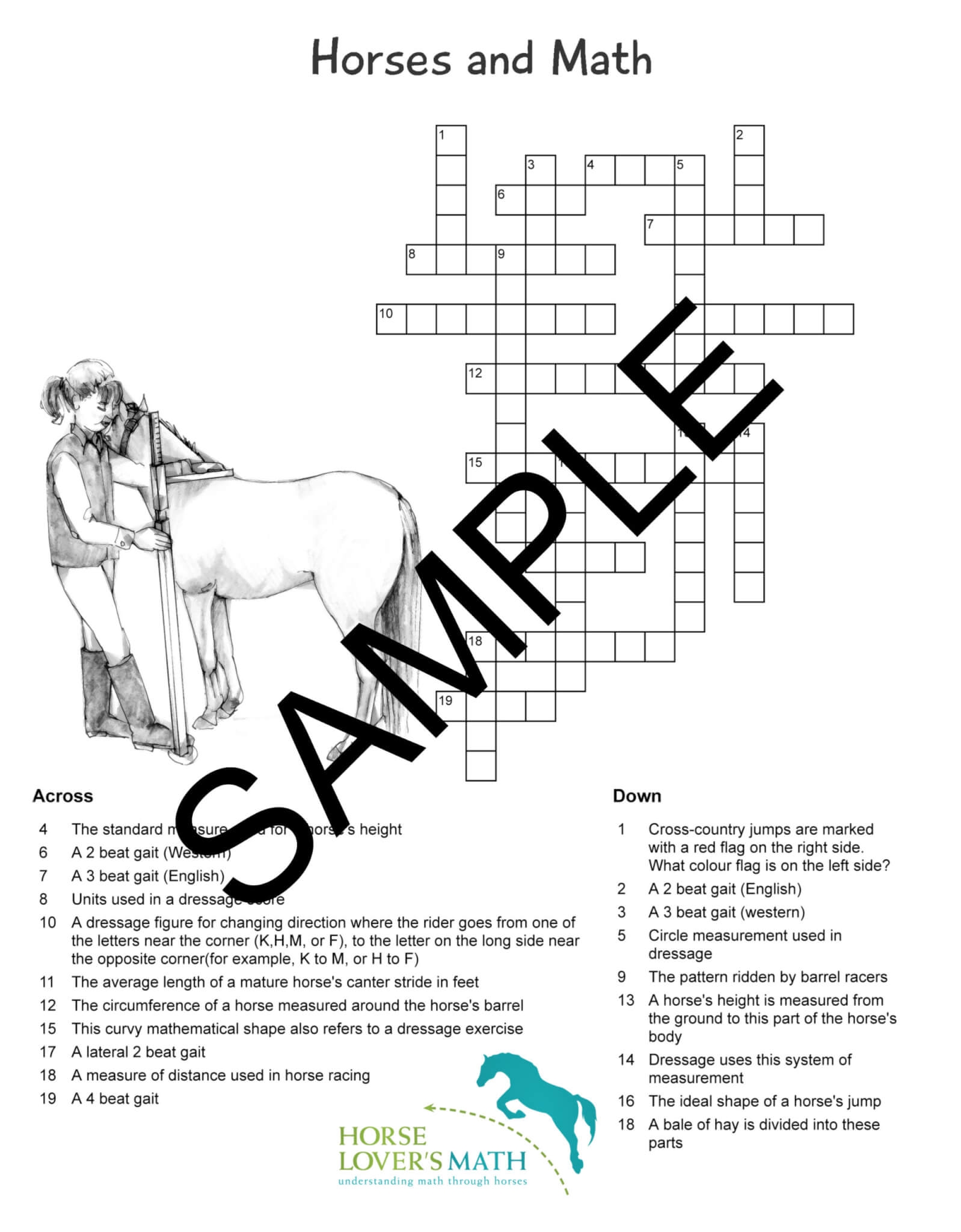 Horses And Math Crossword Puzzle Horse Lover s Math