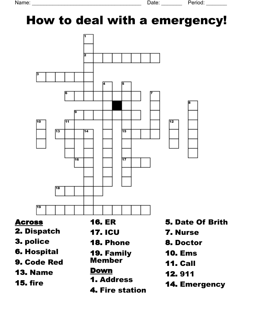 How To Deal With A Emergency Crossword WordMint