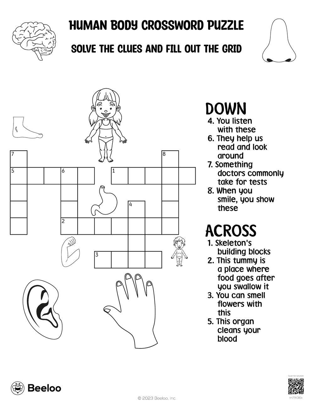 Human Body Crossword Puzzle Beeloo Printable Crafts And Activities For Kids Human Body Crossword Puzzle Beeloo Printable Crafts And Activities For Kids