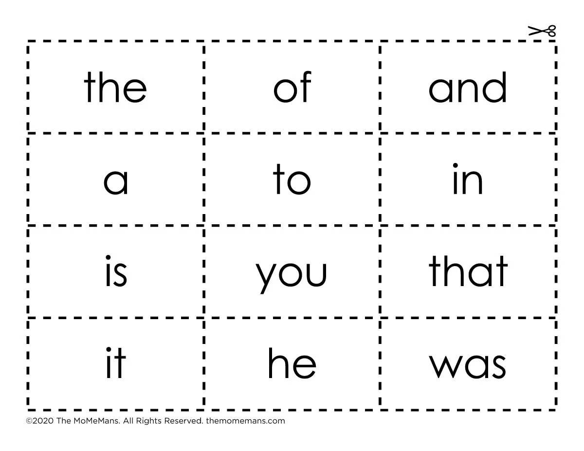 I Can Read Sight Words Printable Flash Cards Certificate The MoMeMans 