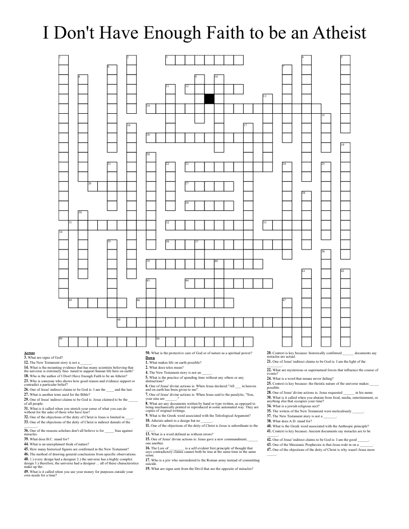 I Don t Have Enough Faith To Be An Atheist Crossword WordMint
