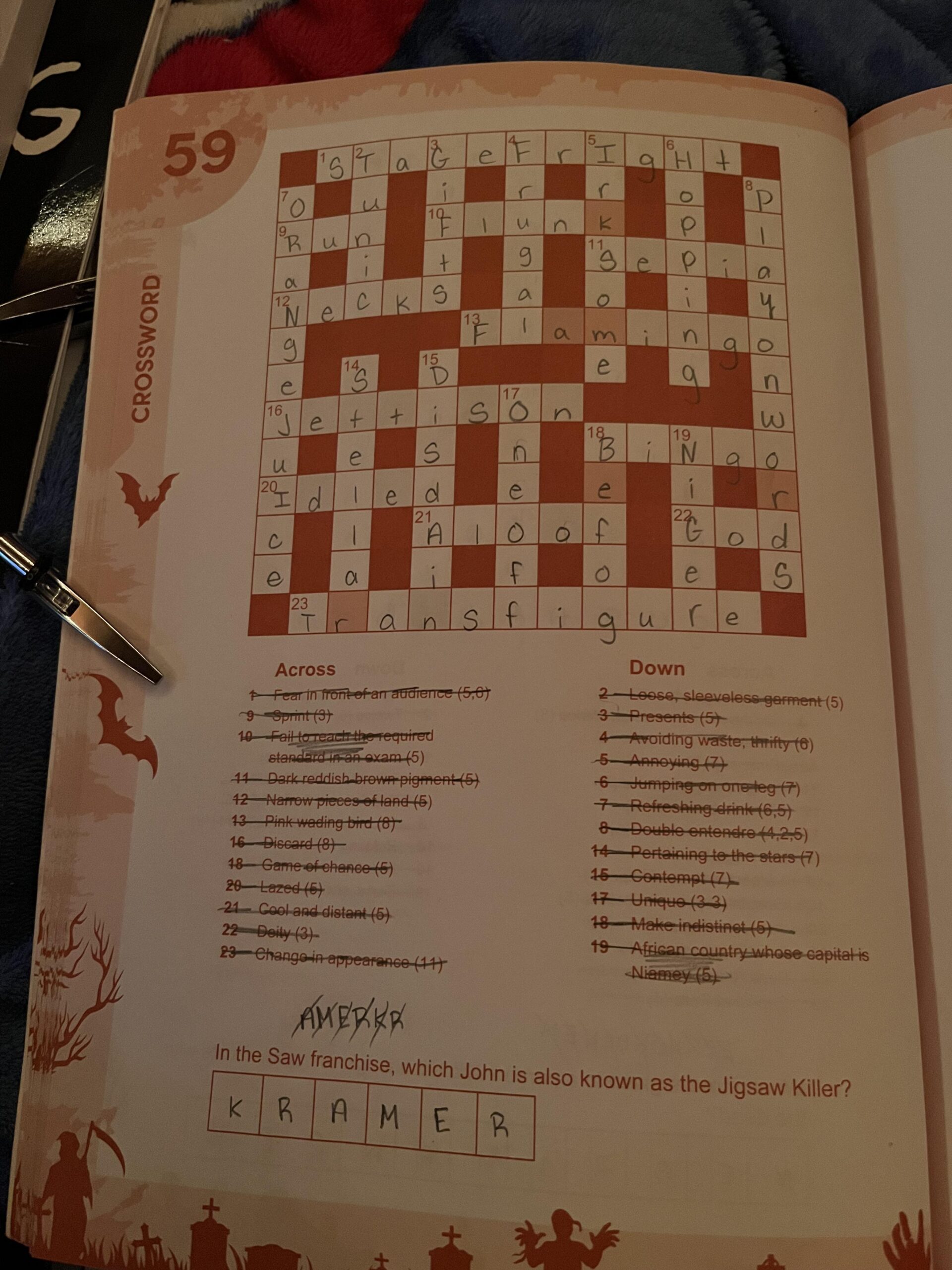 I m Doing Horror Themed Crossword Puzzles And R saw