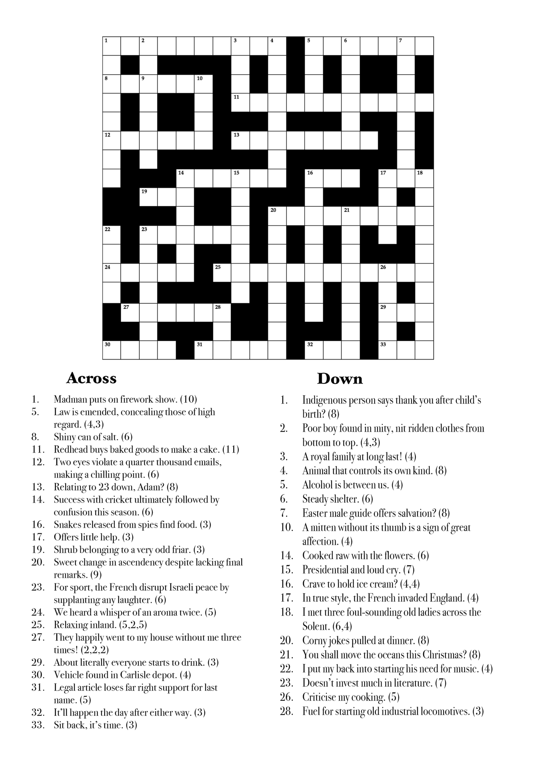 I ve Made A Christmas Cryptic Crossword For My Grandad Thought I d Share It With You Constructive Criticism Welcome As I Can Change It Before The Day R crosswords