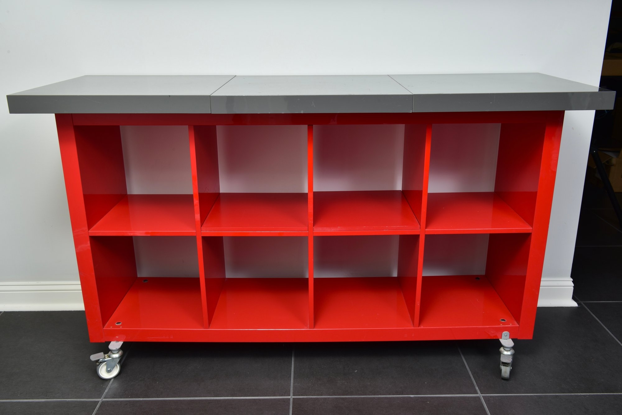 Ikea Kallax Red Shelf Unit On Casters 40838440 Auctionninja