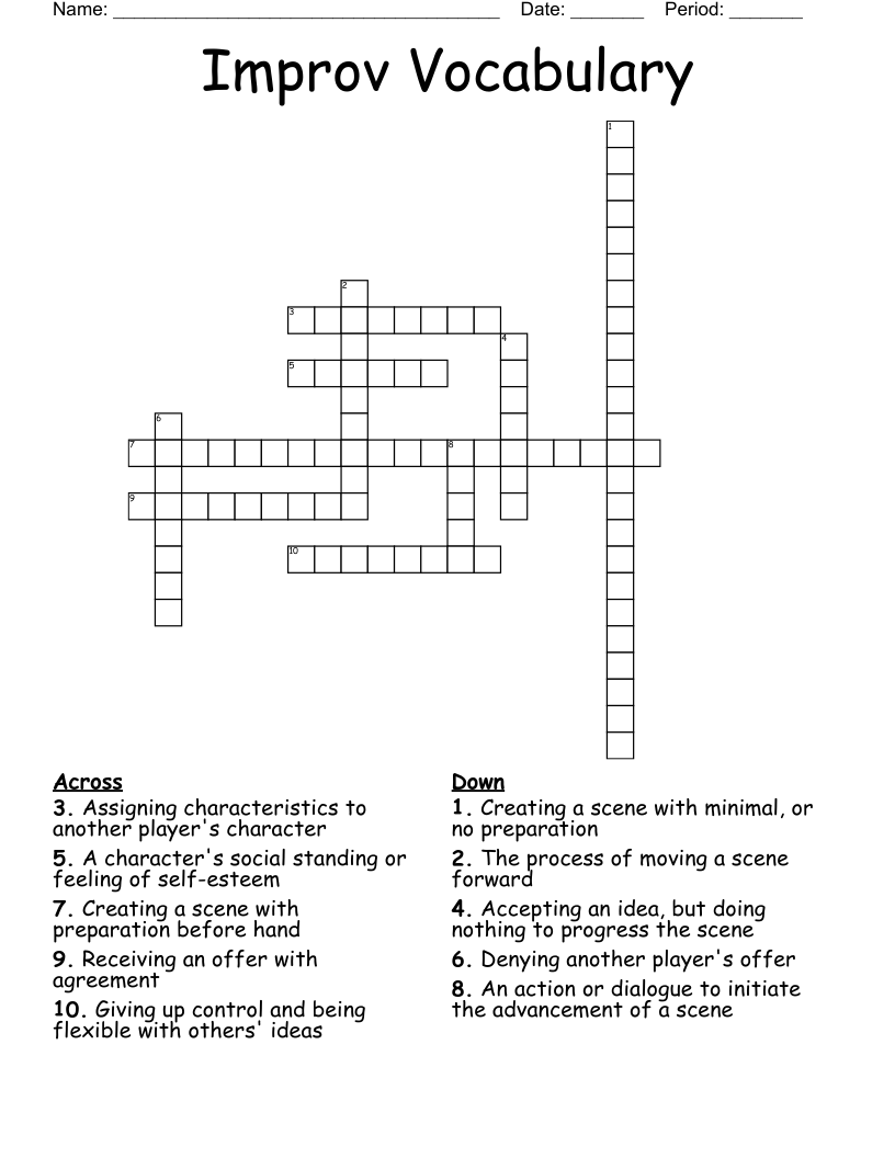 Improv Vocabulary Crossword WordMint