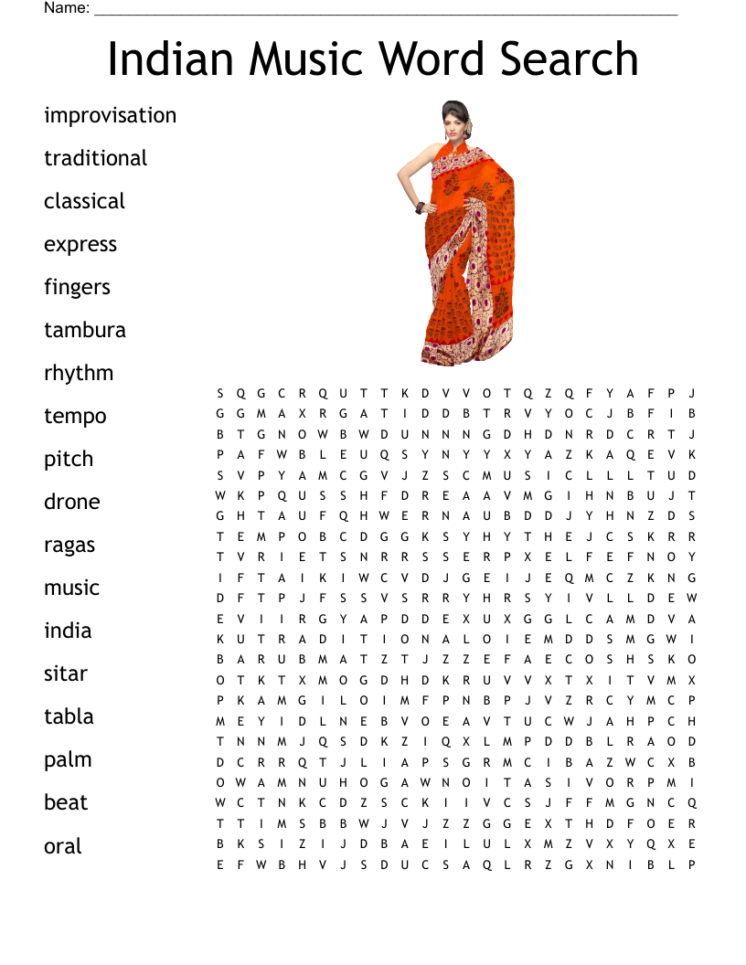Indian Music Word Search WordMint