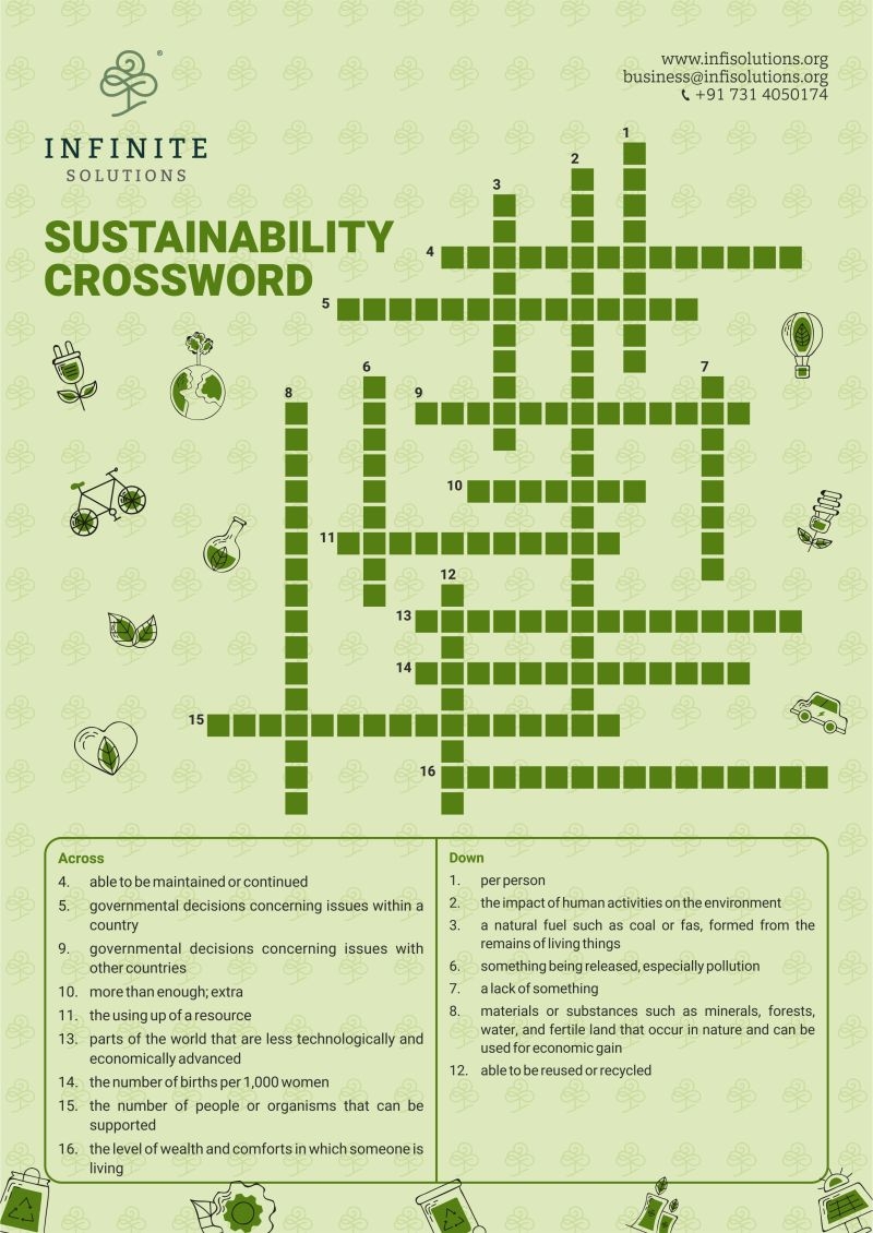 Infinitesolutions contest trivia sustanabilityquiz crossword puzzle challenge knowledge Infinite Environmental Solutions Limited Climate Change Sustainability 