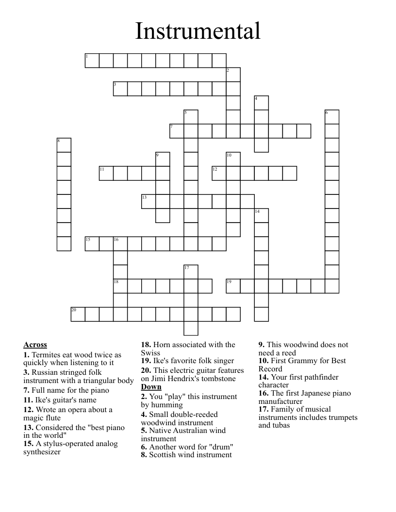 Instrumental Crossword WordMint