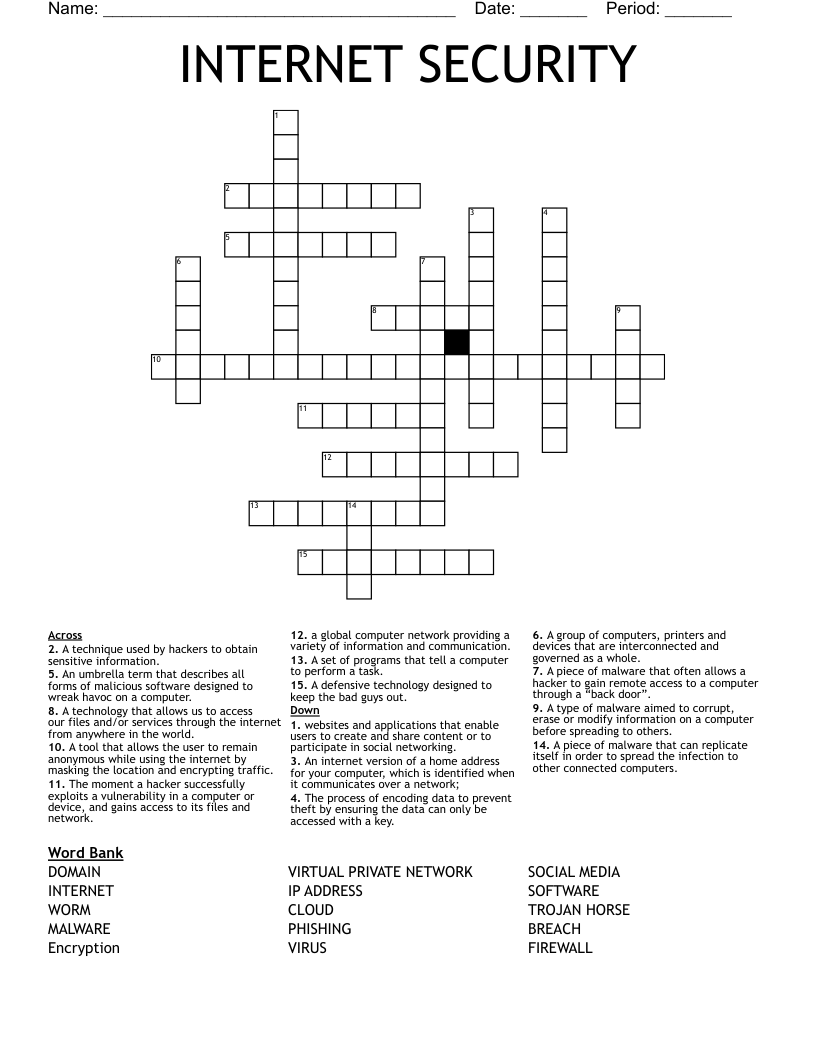 INTERNET SECURITY Crossword WordMint