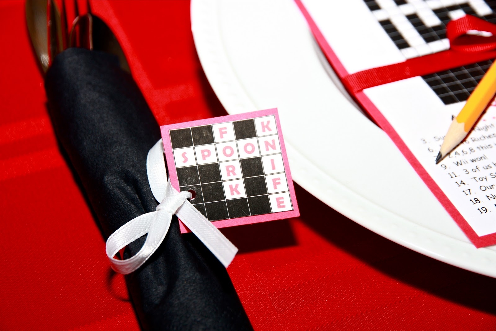 Invite And Delight Black White And Read All Over Crossword Puzzle Party