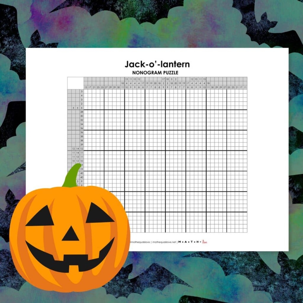 Jack o lantern Nonogram Puzzle For Halloween Math Love