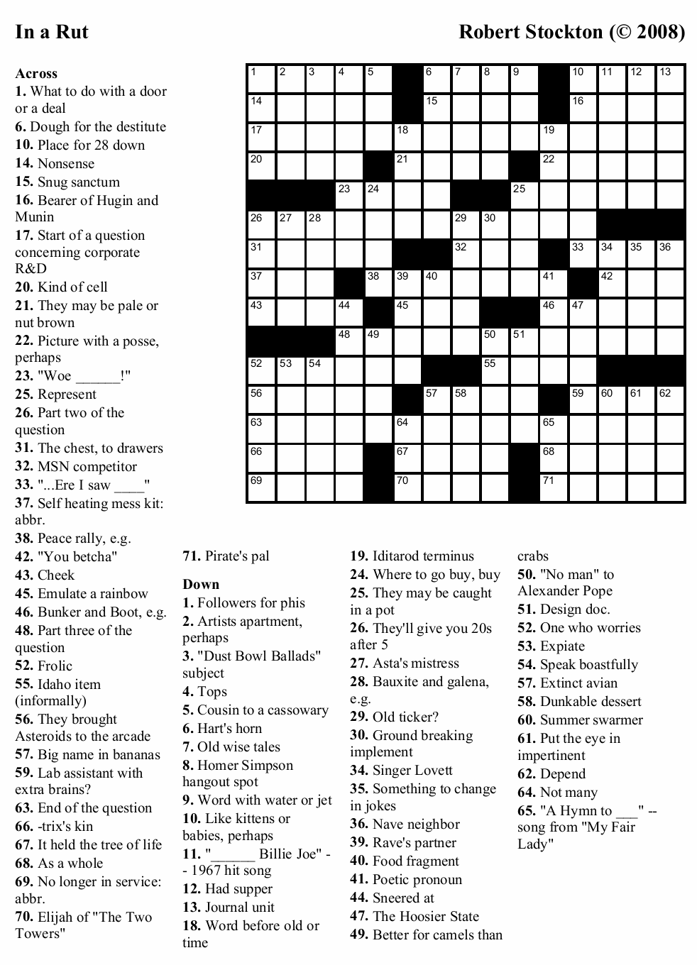 January 2008 Beekeeper Crosswords January 2008 Beekeeper Crosswords