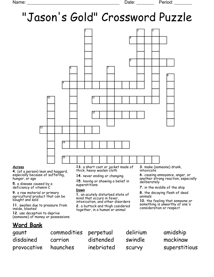 Jason s Gold Crossword Puzzle WordMint