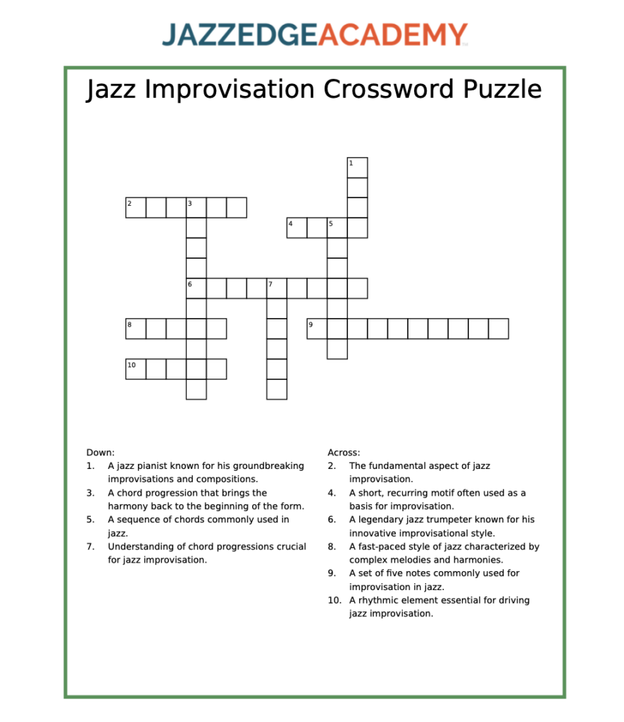 Jazz Improvisation Crossword A Fun Way To Learn Jazz