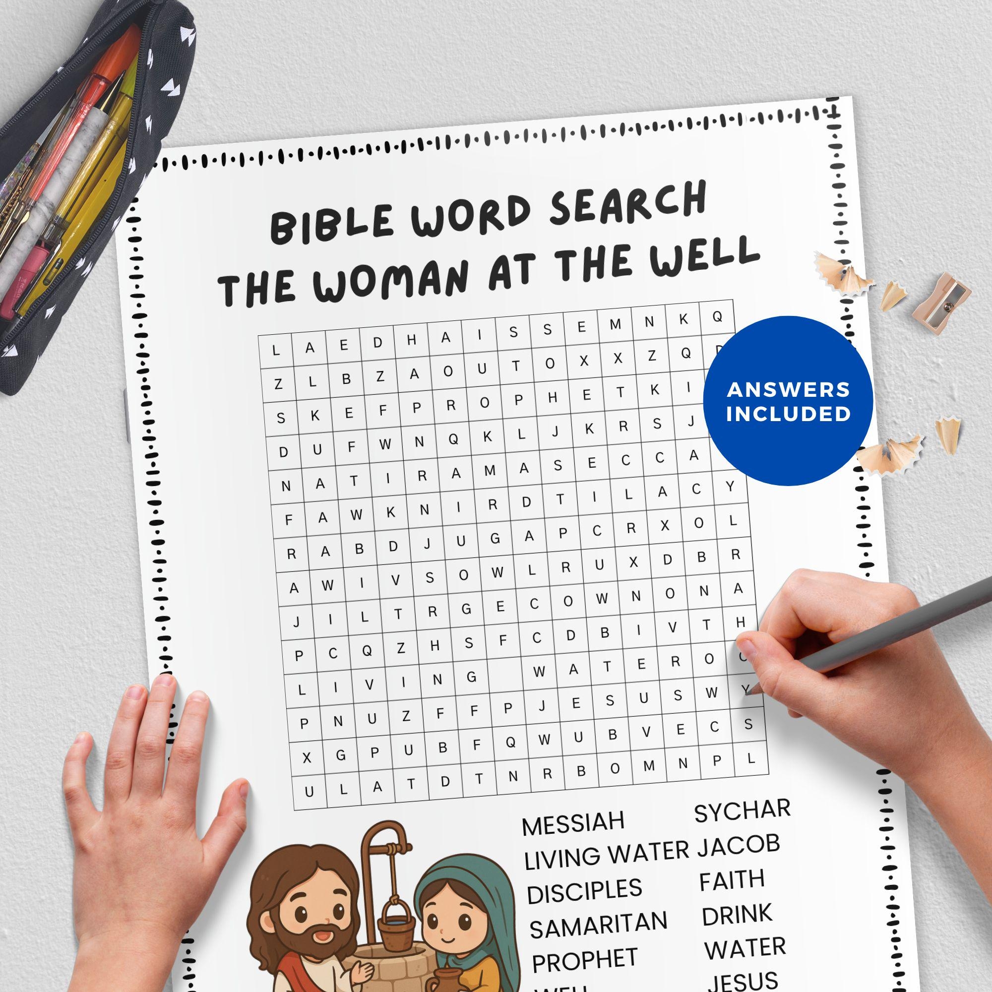 Jesus Woman At The Well Activity Bible Word Search Puzzle biblical Printable Game Sunday School Lesson Homeschool Scripture Wordsearch Etsy Australia
