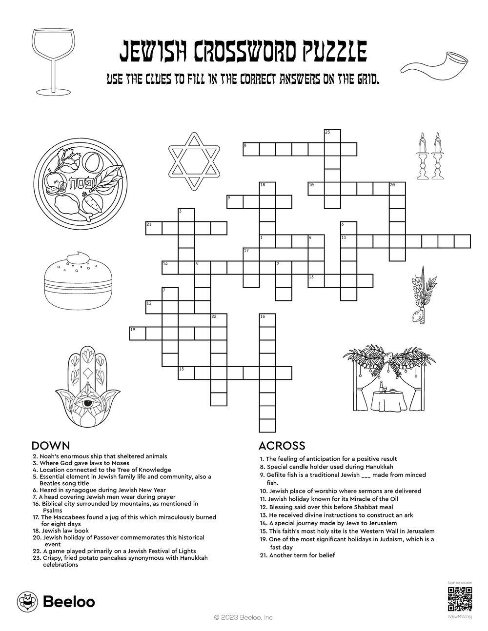 Jewish Crossword Puzzle Beeloo Printable Crafts And Activities For Kids Jewish Crossword Puzzle Beeloo Printable Crafts And Activities For Kids
