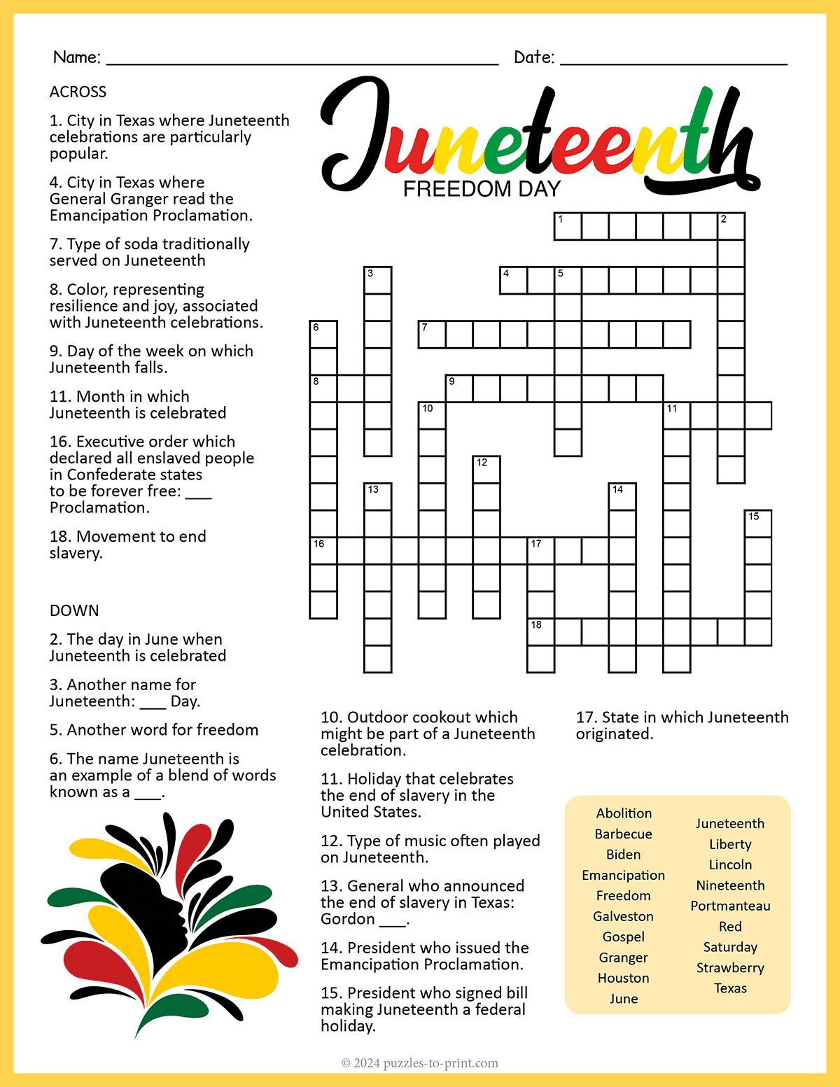 Juneteenth Crossword