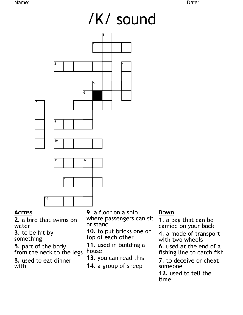 K Sound Crossword WordMint K Sound Crossword WordMint