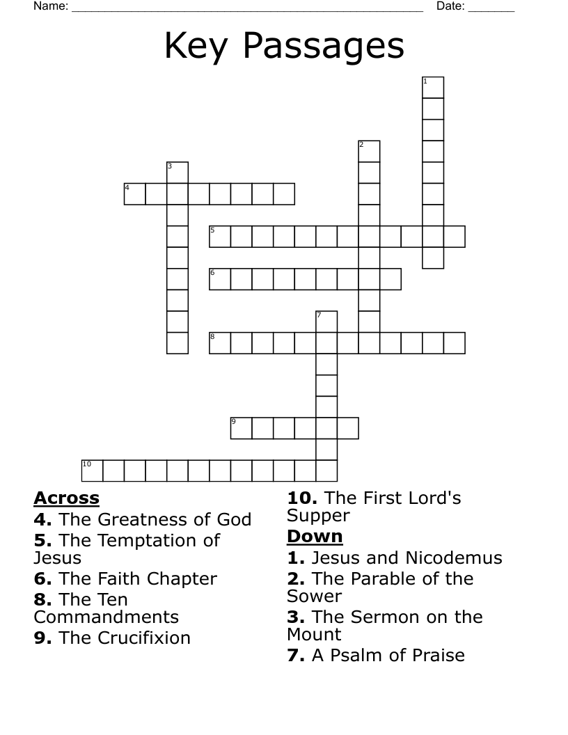 Key Passages Crossword WordMint