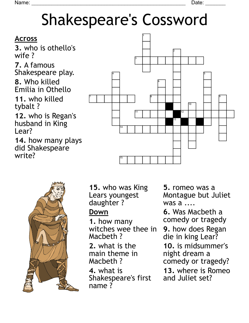 King Lear Knowledge Themes Crossword WordMint