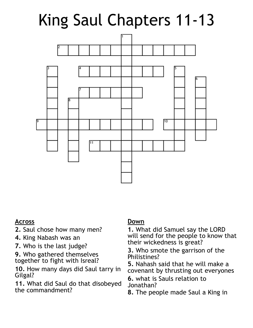 King Saul Chapters 11 13 Crossword WordMint