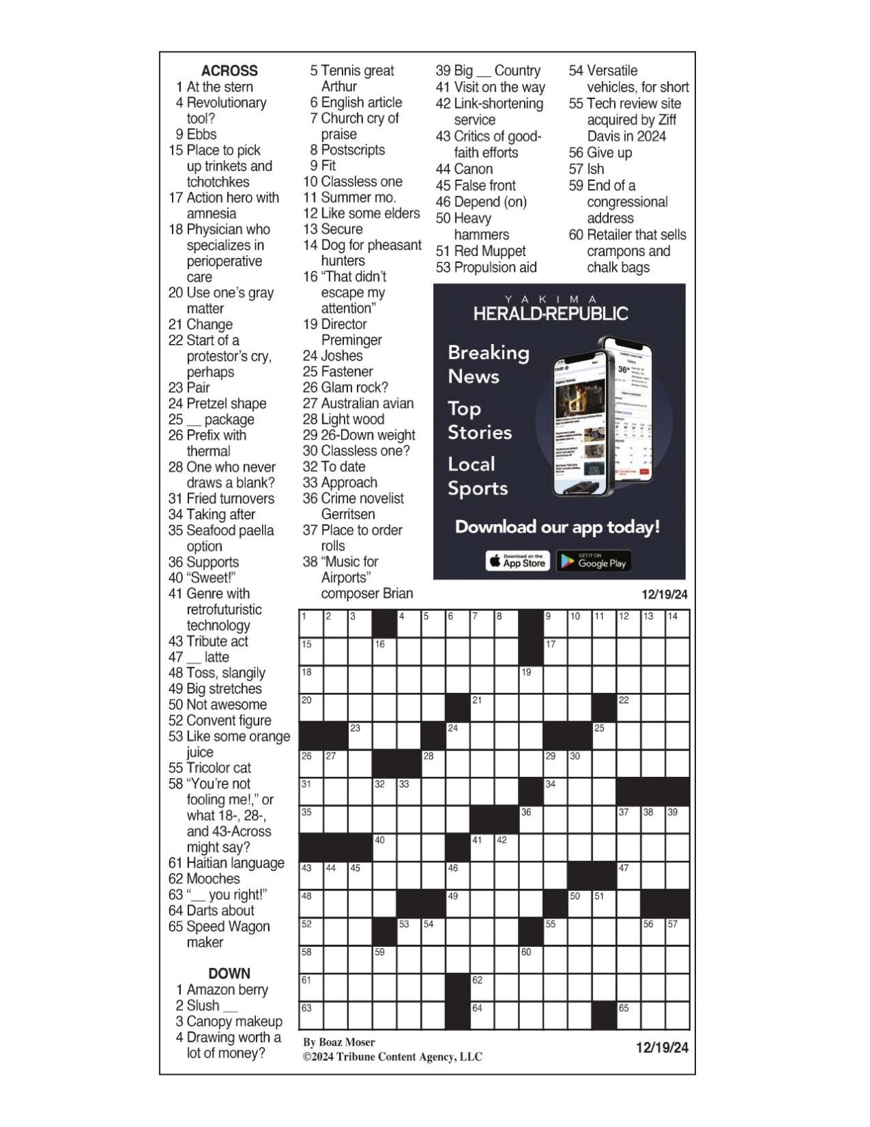 LA Times Crossword Dec 19 2024 Crosswords Yakimaherald