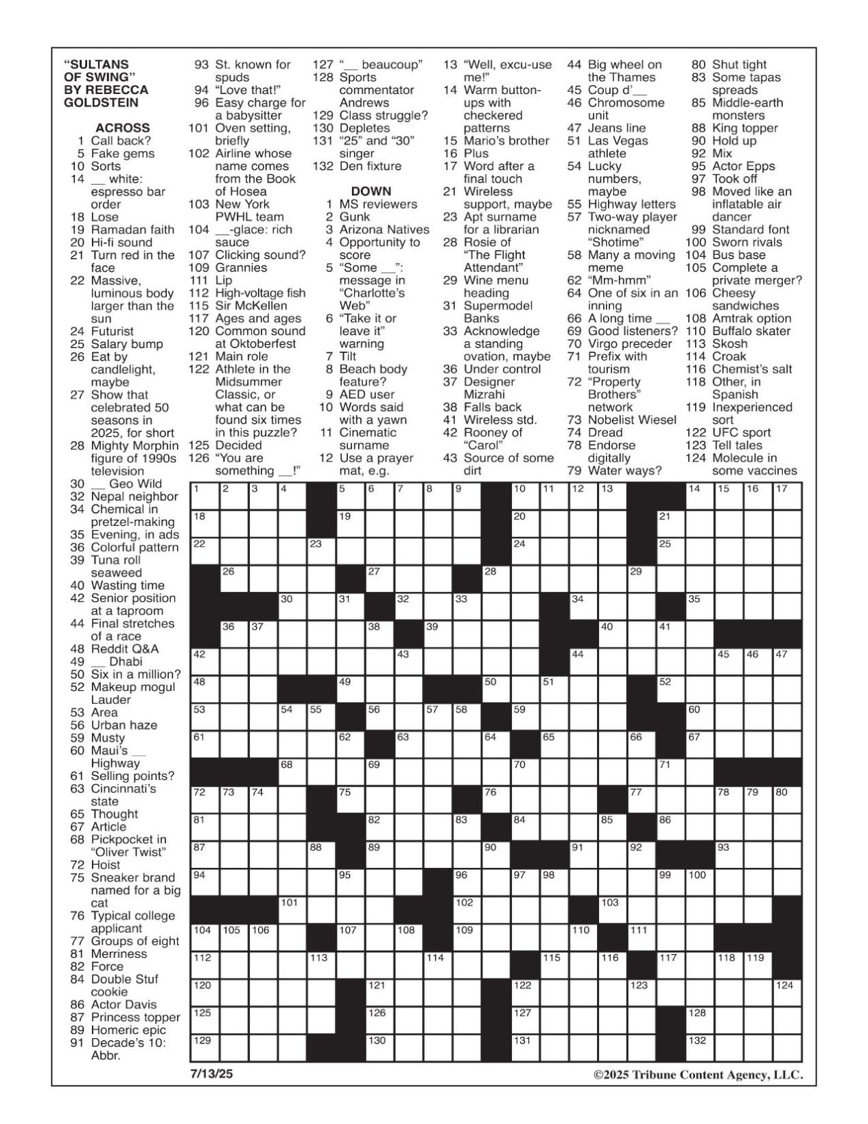 LA Times Crossword July 13 2025 Crosswords Yakimaherald