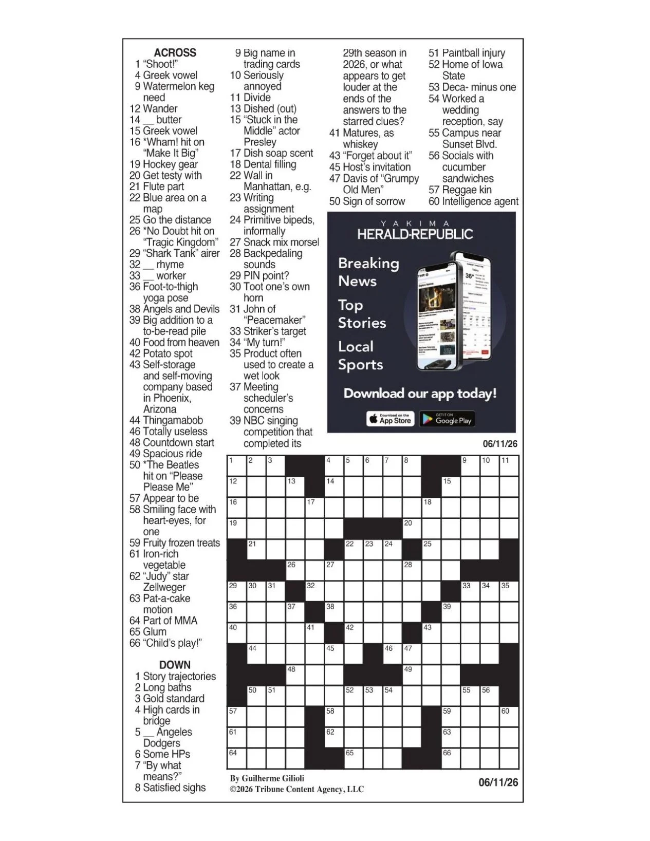 LA Times Crossword June 11 2026 Crosswords Yakimaherald