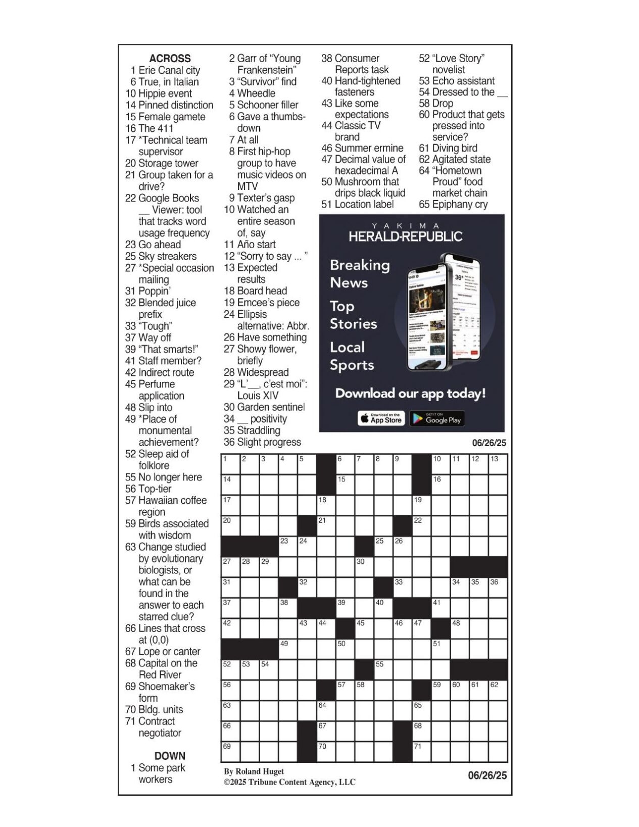 LA Times Crossword June 26 2025 Crosswords Yakimaherald