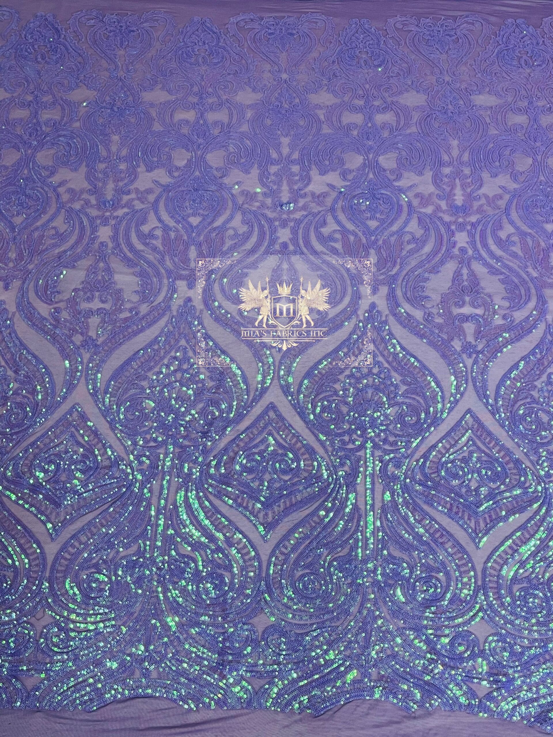 Lavender Iridescent Sequin Fabric Damask Design 4 way Stretch Mesh Prom Gown Etsy