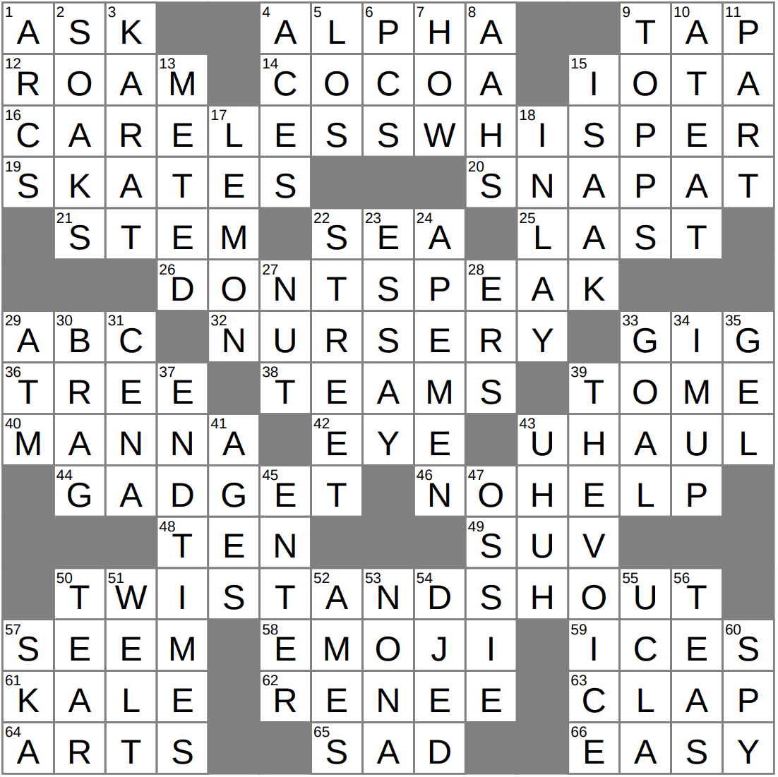 LAXCrossword Answers To The Los Angeles Times Crossword