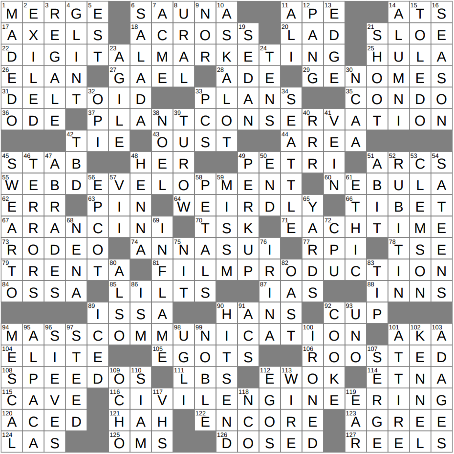 LAXCrossword Answers To The Los Angeles Times Crossword