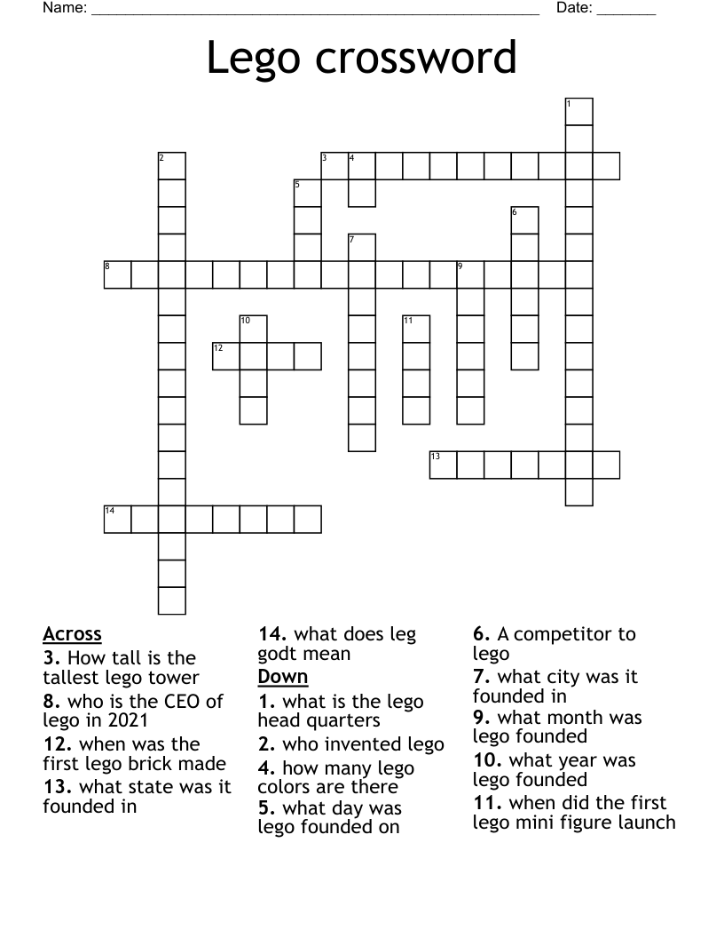 Lego Crossword WordMint