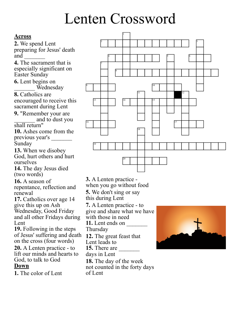 Lent Crossword WordMint Lent Crossword WordMint