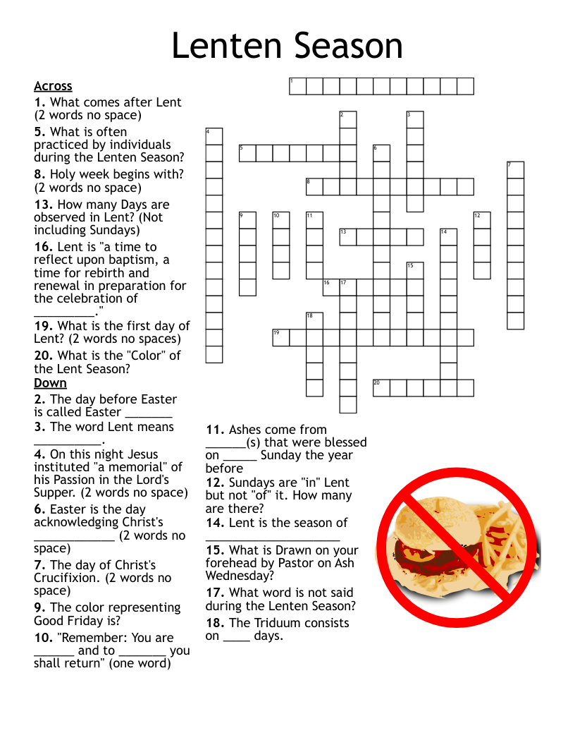 Lenten Season Crossword WordMint Lenten Season Crossword WordMint