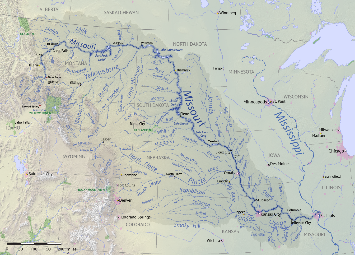List Of Tributaries Of The Missouri River Wikipedia List Of Tributaries Of The Missouri River Wikipedia