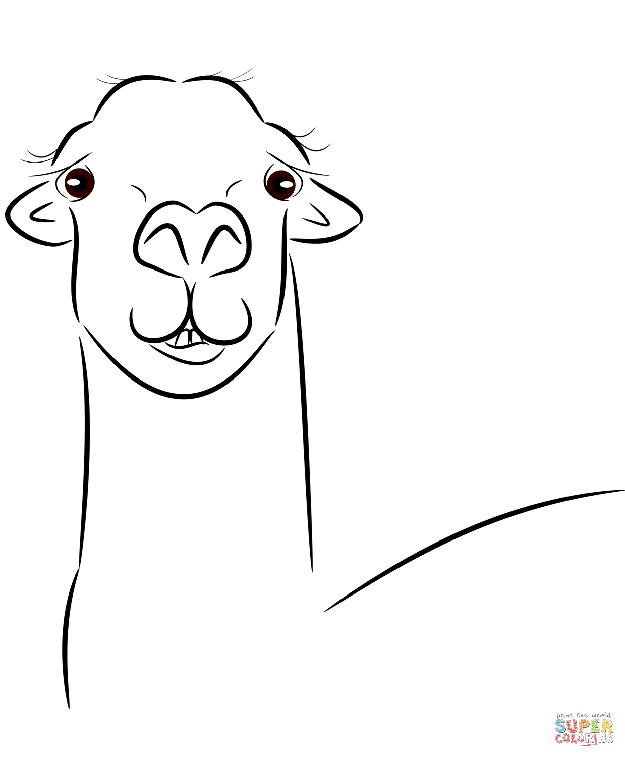 Llama Head Coloring Page Free Printable