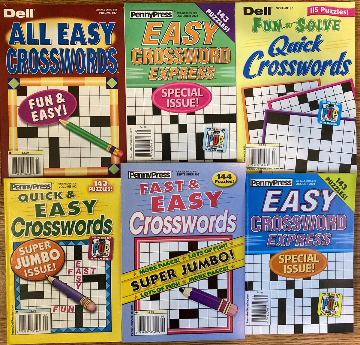 Lot Of 6 Dell Penny Press Easy Crossword Puzzle Books Express Quick Fast B30 EBay